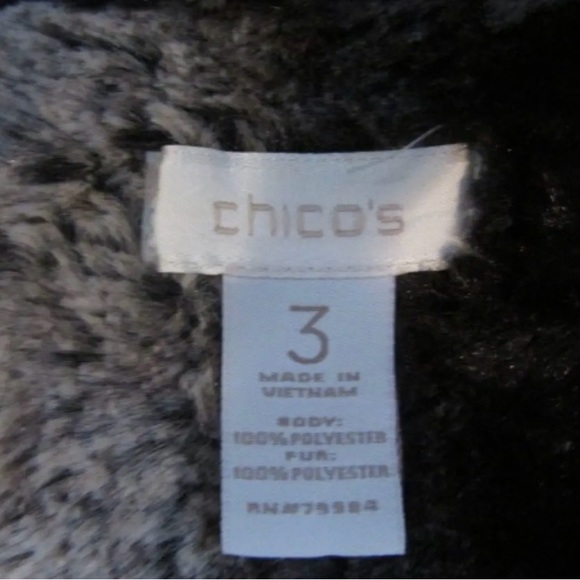 Chico's 3 XL Sherpa Chic Sheena Fleece Gray Knit & Faux Fur Jacket - Picture 7 of 8